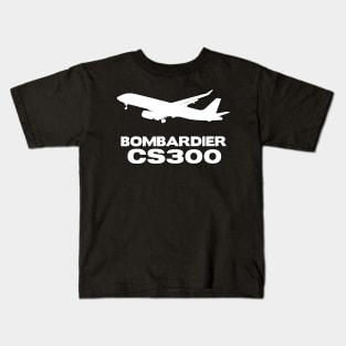 Bombardier CS300 Silhouette Print (White) Kids T-Shirt